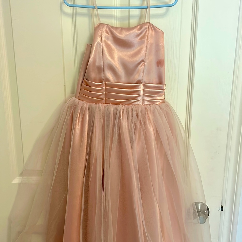 Girls pink tulle formal dress